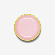 Colorama Small Plate 8" Soft Pink with Chartreuse Rim