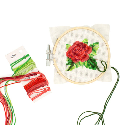 Mini Cross Stitch Embroidery Kit - Rose