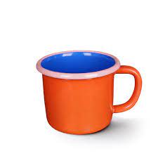 Colorama Large Mug 12oz Coral and Electric Blue with Soft Pink Rim