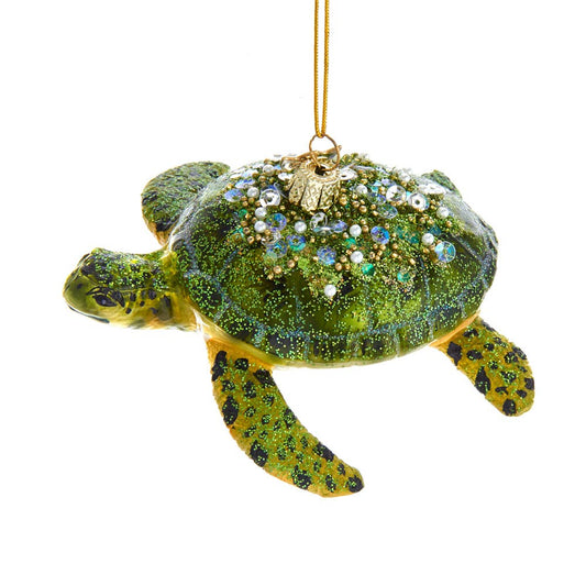 4"NOBLE GEMS GLASS SEA TURTLE ORNAMENT