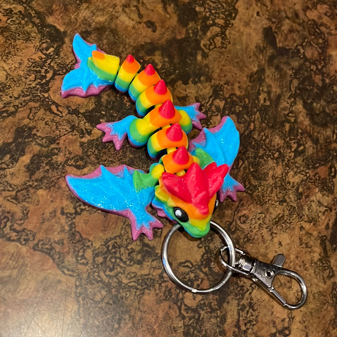3D Printed Rainbow Baby Dragon Keychain